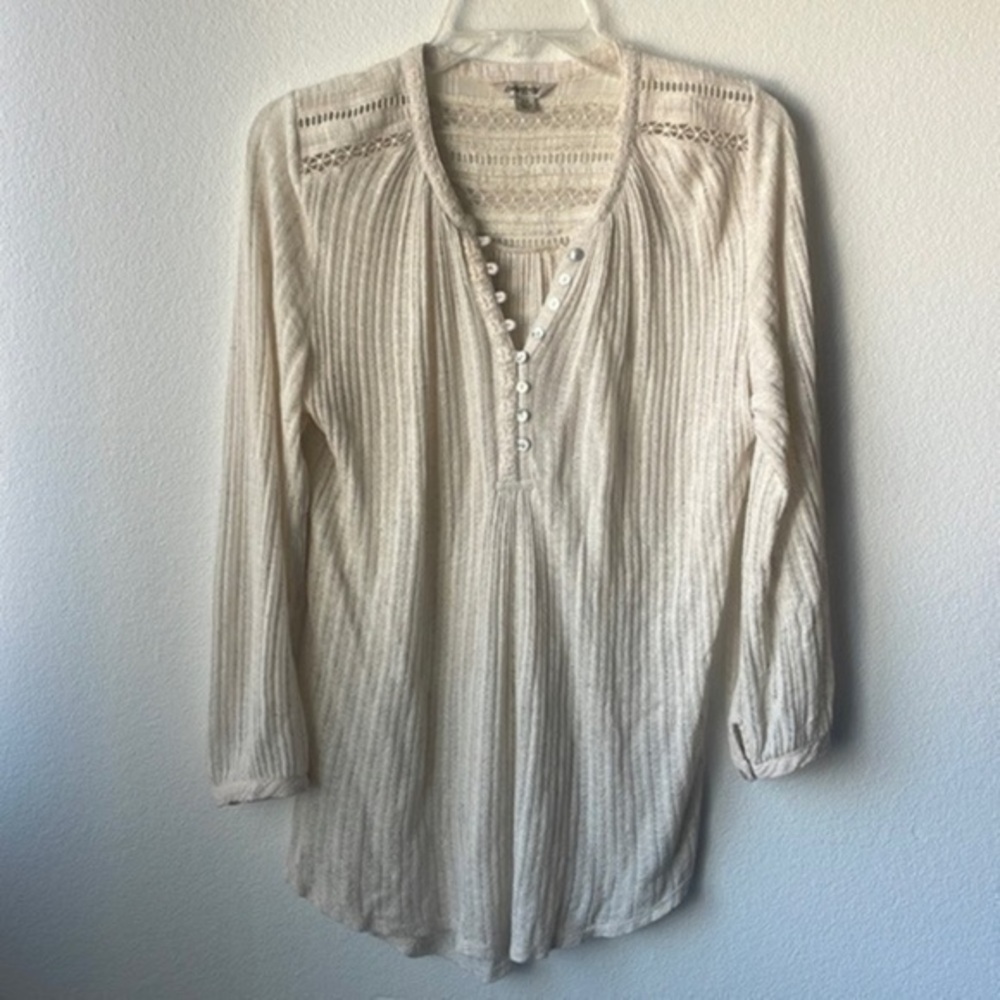 Lucky Brand Top XS Cream colored bohemian top softgirl loose fitting